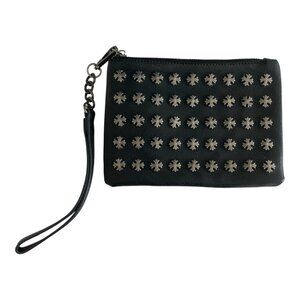 Plug and Tote Black Studded Wristlet Clutch Bag – Faux Leather 2016